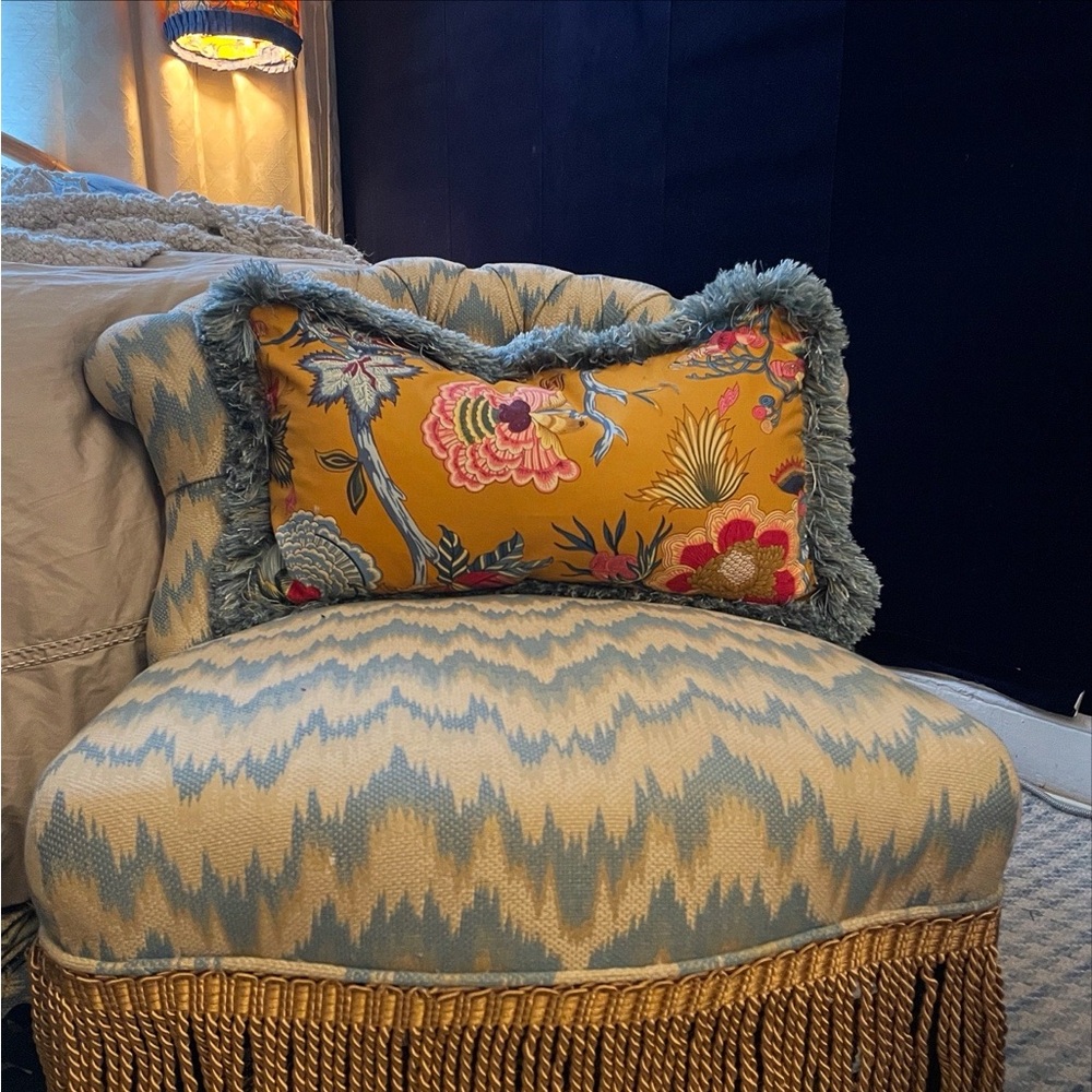 Pierre Deux Accent Pillows with Blue Brush Fringe x 2!